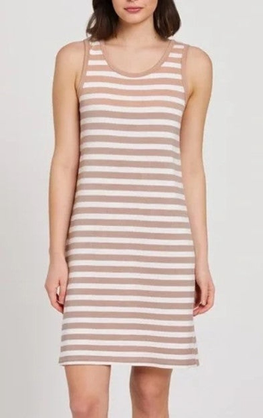 NWT Z Supply Aya Striped Dress - Taupe/Wwht